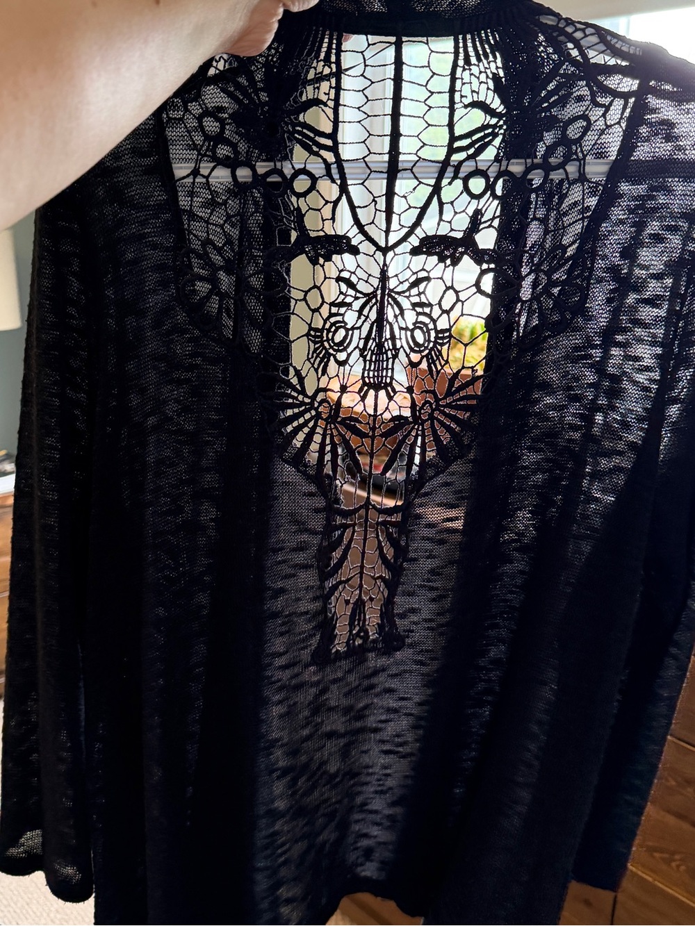 Ricki's Black Lace Open Weave Cardigan